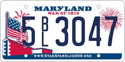 MD license plate 5BL3047