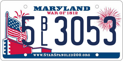 MD license plate 5BL3053