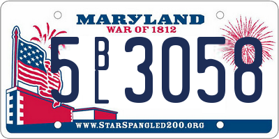 MD license plate 5BL3058