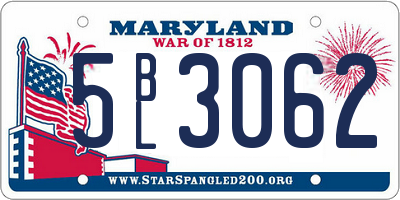 MD license plate 5BL3062