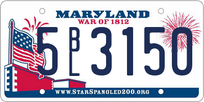 MD license plate 5BL3150