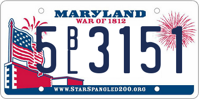 MD license plate 5BL3151