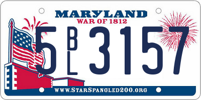 MD license plate 5BL3157
