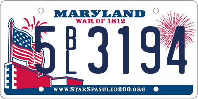 MD license plate 5BL3194