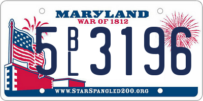 MD license plate 5BL3196