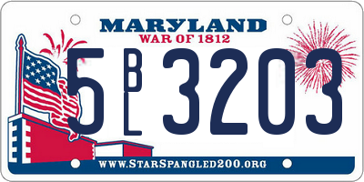 MD license plate 5BL3203