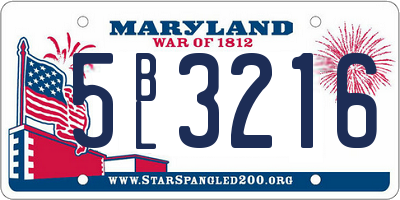 MD license plate 5BL3216