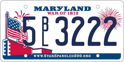 MD license plate 5BL3222