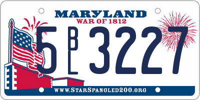 MD license plate 5BL3227