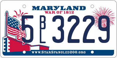MD license plate 5BL3229