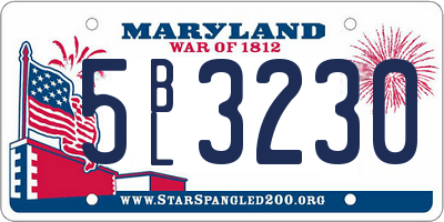 MD license plate 5BL3230
