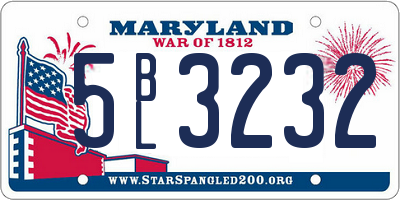 MD license plate 5BL3232