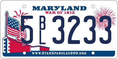 MD license plate 5BL3233