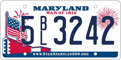 MD license plate 5BL3242