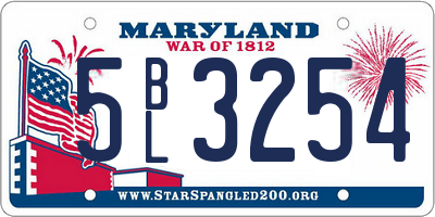 MD license plate 5BL3254