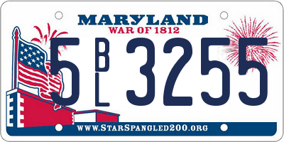 MD license plate 5BL3255