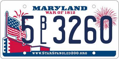 MD license plate 5BL3260