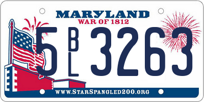 MD license plate 5BL3263