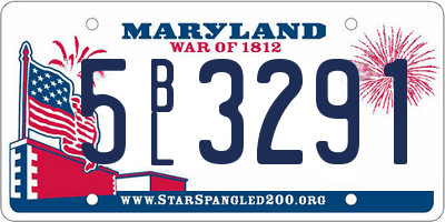 MD license plate 5BL3291