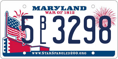 MD license plate 5BL3298