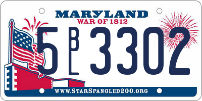 MD license plate 5BL3302