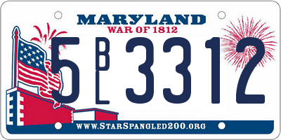 MD license plate 5BL3312