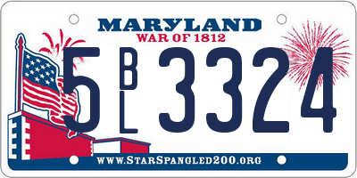 MD license plate 5BL3324