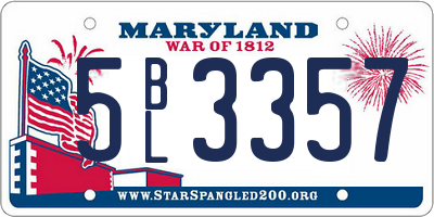MD license plate 5BL3357