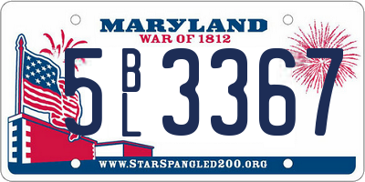 MD license plate 5BL3367