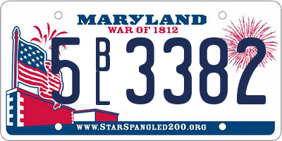 MD license plate 5BL3382