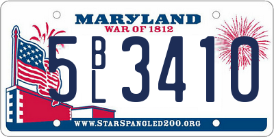 MD license plate 5BL3410