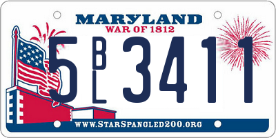MD license plate 5BL3411
