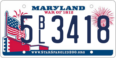 MD license plate 5BL3418