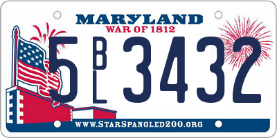 MD license plate 5BL3432