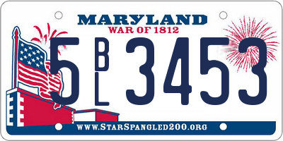 MD license plate 5BL3453