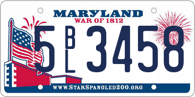 MD license plate 5BL3458
