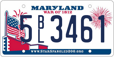 MD license plate 5BL3461