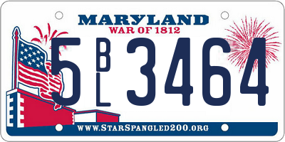 MD license plate 5BL3464
