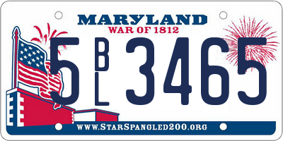 MD license plate 5BL3465
