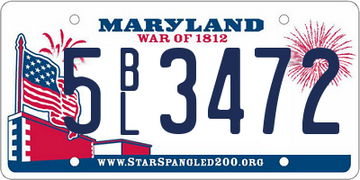 MD license plate 5BL3472