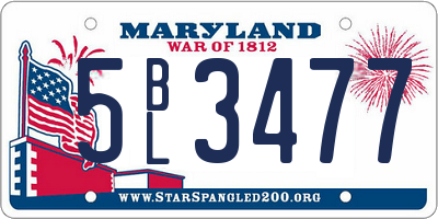 MD license plate 5BL3477