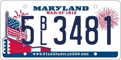 MD license plate 5BL3481