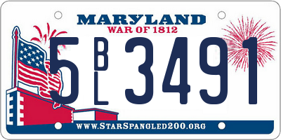 MD license plate 5BL3491