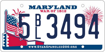 MD license plate 5BL3494
