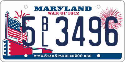 MD license plate 5BL3496