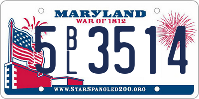 MD license plate 5BL3514