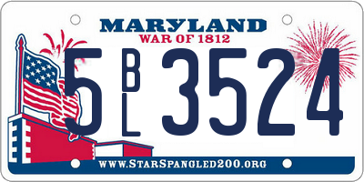MD license plate 5BL3524