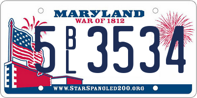 MD license plate 5BL3534
