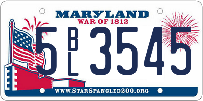 MD license plate 5BL3545
