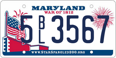 MD license plate 5BL3567